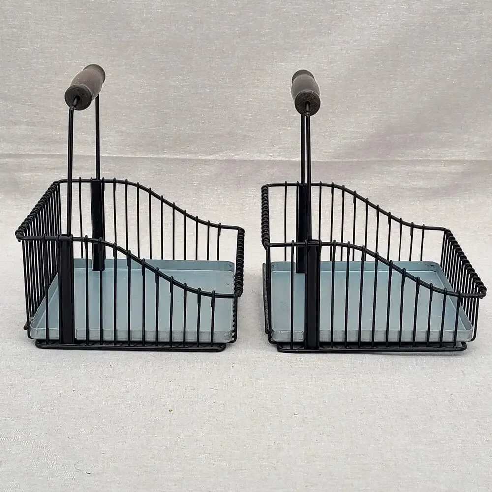 2 x IKEA Fintorp Black Wire Hanging Basket Carina Bengs, For Rail System 7.75”